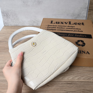 LuxvLeet Women's Premium Leather Top Handle Handbag Elegant Structured Satchel for Everyday Style