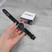 SYORUS Men's Minimalist Black Dial Wristwatches Sleek Lightweight Watch with Black Band for Casual & Formal Wear