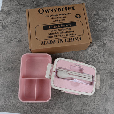 Qwsvortex Square Wheat Lunch Box Nordic Pink Eco Friendly Durable Stylish Design
