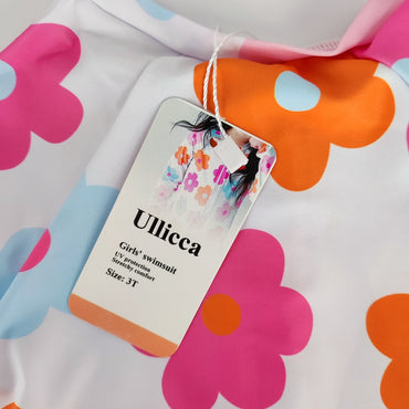 Ullicca Adorable New Girls' Long Sleeve One-Piece Swims Matching Swim Cap – and Beach Trips