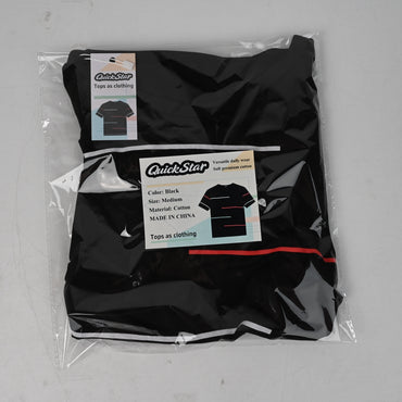 QuickStar Tops as Clothing Black Short Sleeve Top Breathable Fabric Comfortable Fit for Everyday Wear
