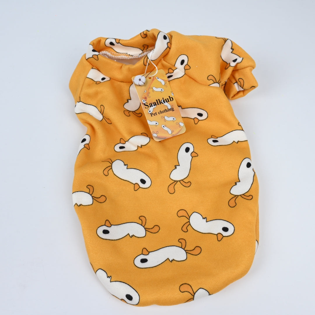 Saalkiub Cute Cartoon Pet Clothing Yellow Dog Cat Apparel Casual Comfortable Small Medium Pet Clothes Fashion Animal Wear