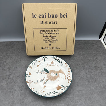 le cai bao bei Elegant White Ceramic Dishware Collection Premium Dining Plates Set For Modern Home Kitchen