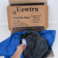 Uewtru Blue Portable Sleeping Bag Weather-Resistant Compact Camping Sleeping Bag for Outdoor Adventures