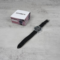 SYORUS Men's Minimalist Black Dial Wristwatches Sleek Lightweight Watch with Black Band for Casual & Formal Wear