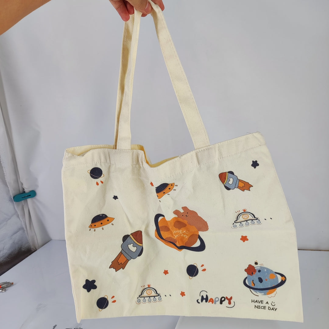 KNiTTiNG BOY Textile Shopping Bags - Durable Canvas Reusable Grocery Tote