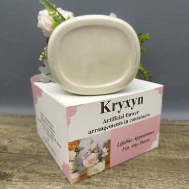 Kryxyn Artificial Flower Arrangements in Containers - Artificial Peony & Hydrangea Silk Flower Arrangement in Ceramic Pot