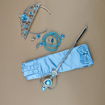 Cubacubo New dress up toys princess crown magic wand gloves hair band ice headdress hair card jewelry little girl performance crown headband headdress role play toys