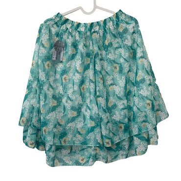 LOVETREND NEWYORK Skirts Green Floral Print 91% To 95% Polyester Exquisite Double Layer Hem Skirts