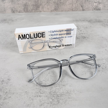 AMOLUCE Sleek Gray Eyeglass Frames Lightweight Comfortable for Men Women Daily Professional Wear