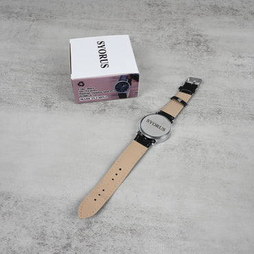 SYORUS Men's Minimalist Black Dial Wristwatches Sleek Lightweight Watch with Black Band for Casual & Formal Wear