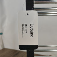 Dyoung Black Shoe Rack - Durable Plastic and Alloy Steel Shoe Organizer (15.7 x 7.4 x 15.7 inches) - Space-Saving Modern Design