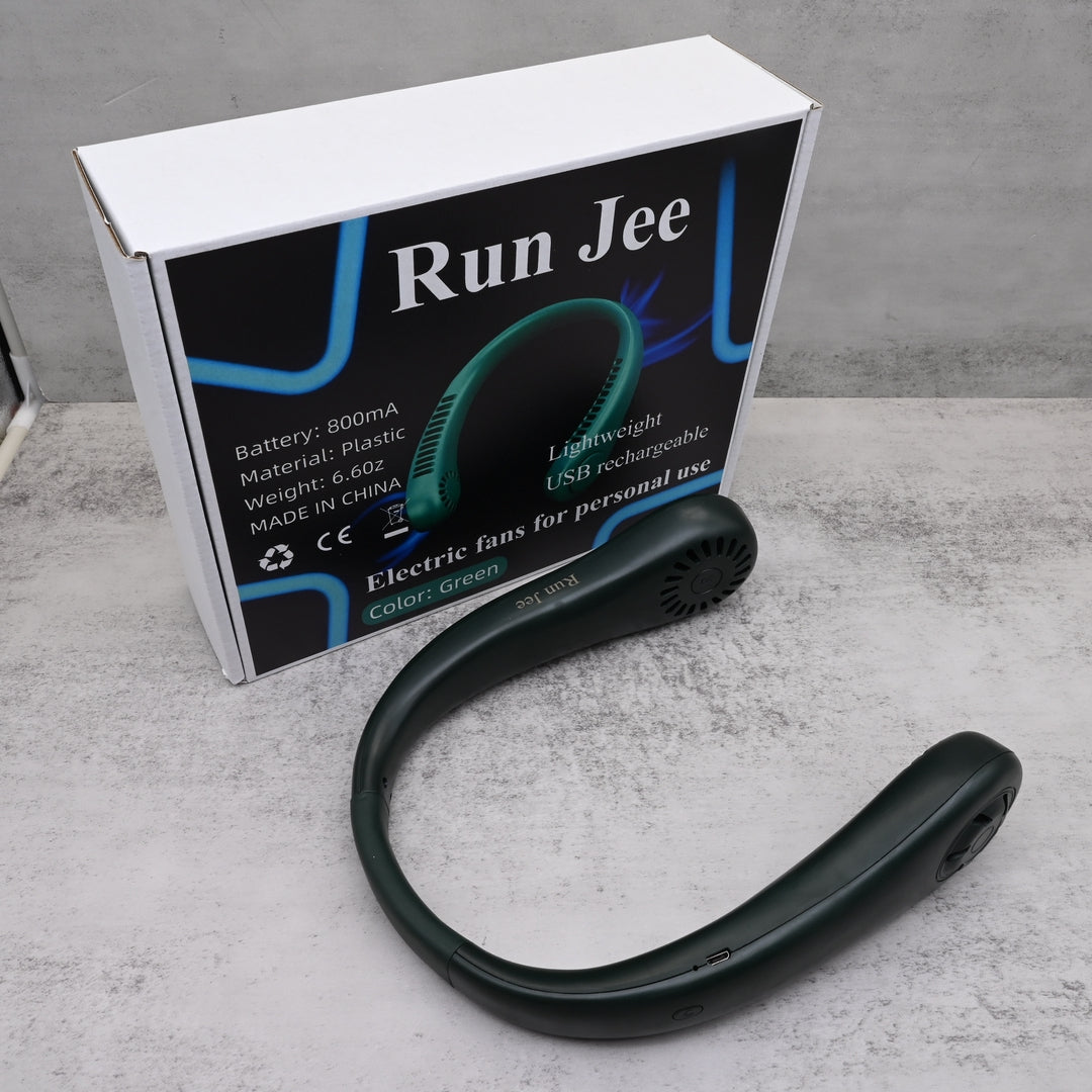 Run Jee Portable Electric Fans for Personal Use Hands Free Neck Fan USB Rechargeable Personal Cooling Electric Fans Wearable Mini Electric Fans