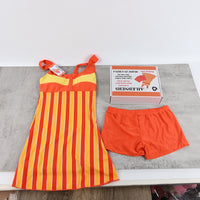 AILEDNEHS Bathing Suits Swimwear Red and Yellow Vibrant Summer Beach Days Stylish Comfortable