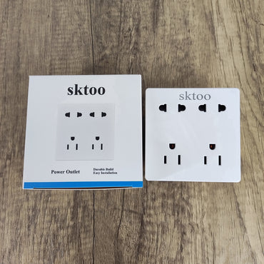 sktoo White Standard Electrical Wall Receptacle Outlet - 10A 110V with Surge Protection, Easy