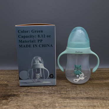 Dofven Babies Bottles Green PP Material Soft Silicone Nipple Easy Clean for Comfortable Feeding