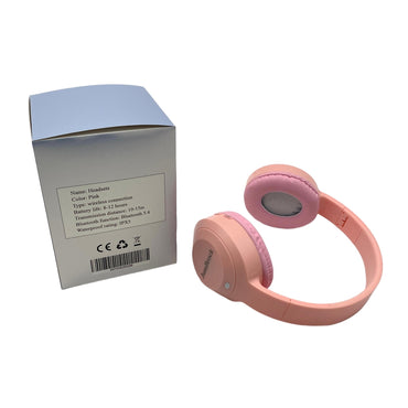 JumBrock Headsets Pink Wireless Bluetooth 5.4 Over Ear Headsets IPX5 Waterproof 8-12 Hour Battery 10-15m Range