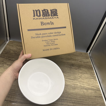 KAWASIMAYA Ceramic Soup Bowls Set Dining Bowls for Salad, Pasta, and Rice, Solid Color Porcelain Tableware