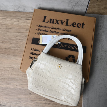 LuxvLeet Women's Premium Leather Top Handle Handbag Elegant Structured Satchel for Everyday Style