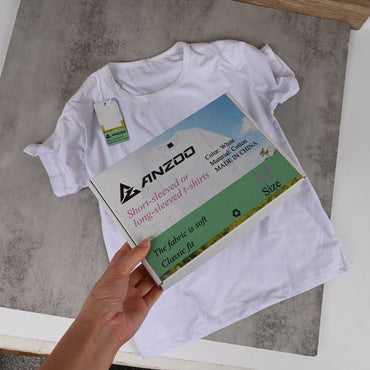 AZ ANZOO Classic White Cotton T‑Shirt – Short‑Sleeve Crewneck Tee Soft & Breathable Everyday Wear
