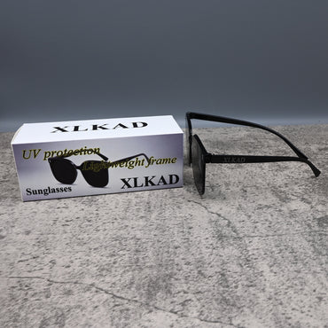 XLKAD Fashion Black Unisex Sunglasses Sleek Versatile UV Protection Contemporary Style