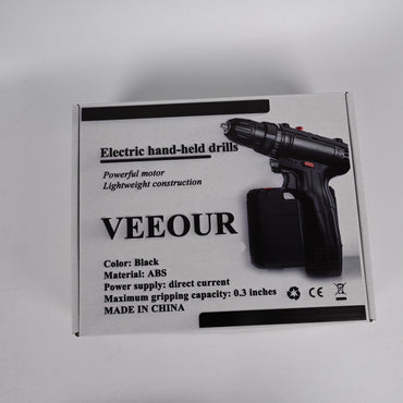 VEEOUR Black 198tV Handheld Electric Drill Dual-Speed Power Drill with Impact Function