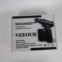 VEEOUR Black 198tV Handheld Electric Drill Dual-Speed Power Drill with Impact Function