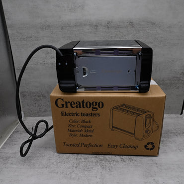 Greatogo Modern Electric Toaster Black Compact Metal Kitchen Appliance with Multiple Browning Settings, Wide Slot Electric Toasters