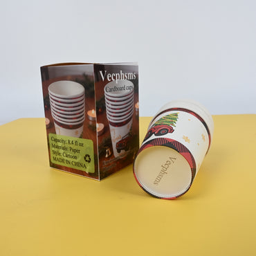 Vecphsms Eco-Friendly Disposable Paper Cups Biodegradable Cardboard Cups for Hot & Cold Drinks