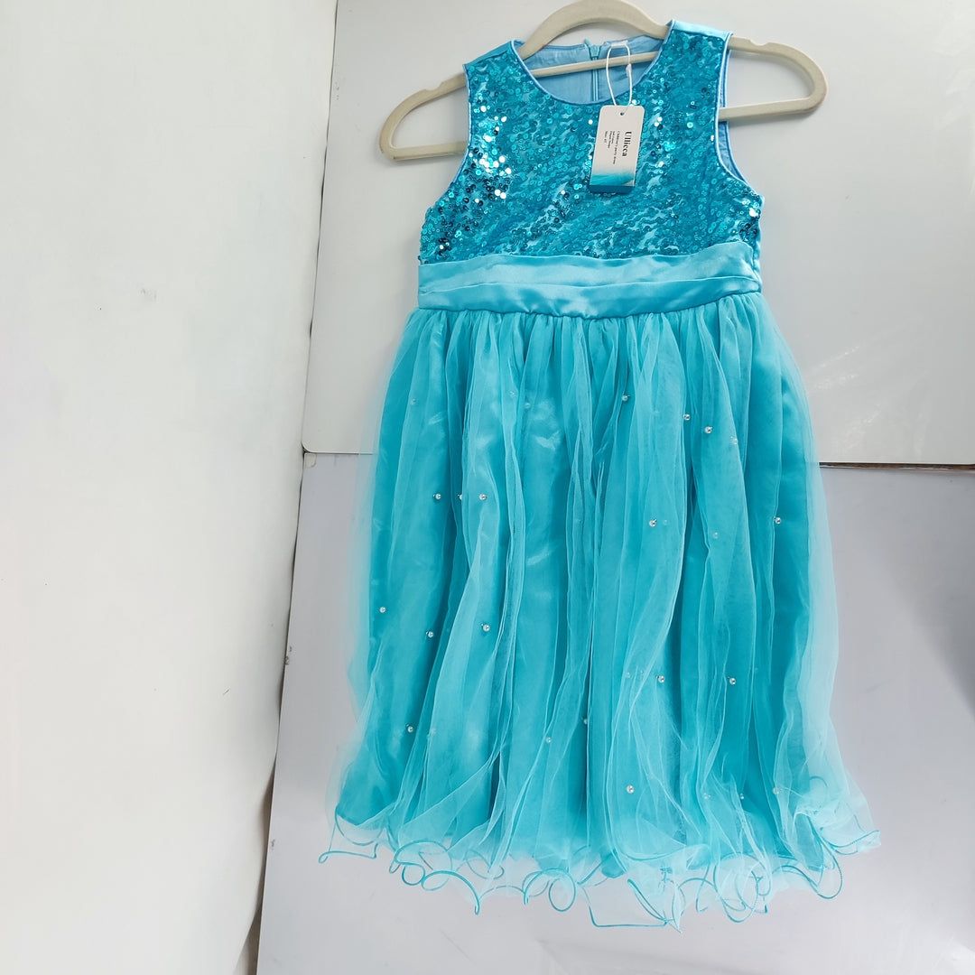 Ullicca Charming Blue Children's Dress with Bow, Pearl, Sequin, and Tulle Details – Perfect for Special Occasions and Celebrations