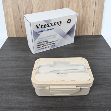 Vcexxxxy Eco-Friendly Wheat Straw Lunch Box Nordic White Leak-Proof Container for On-the-Go Meals