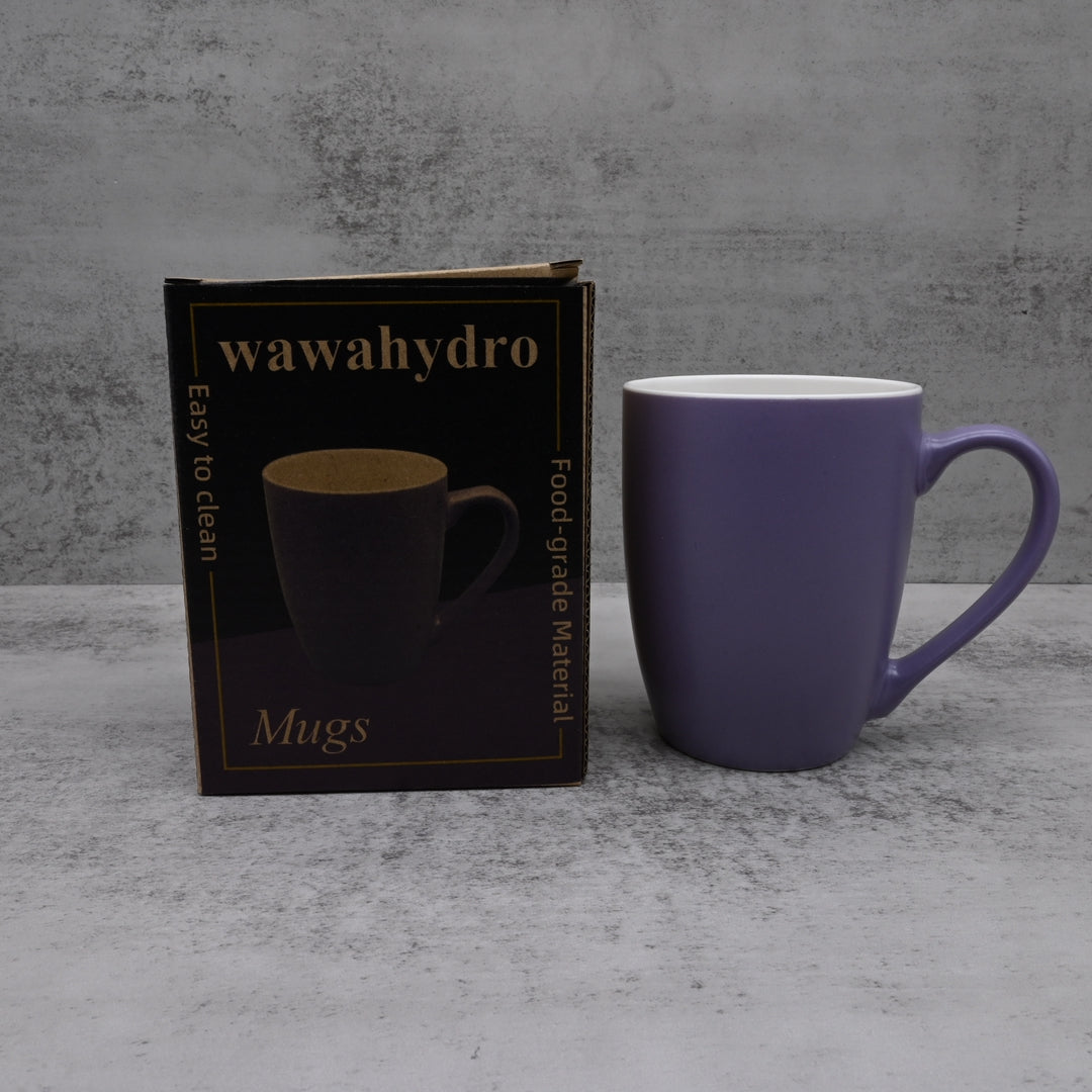 wawahydro Premium Ceramic Mugs: Elegant Purple Drum-Shaped Design for Coffee and Tea Enthusiasts