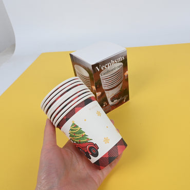 Vecphsms Eco-Friendly Disposable Paper Cups Biodegradable Cardboard Cups for Hot & Cold Drinks