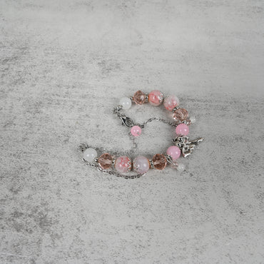 Upyet Pink Cartoon Bow Charm Bracelet Lightweight Comfortable Gift Bracelet for Girls and Teens