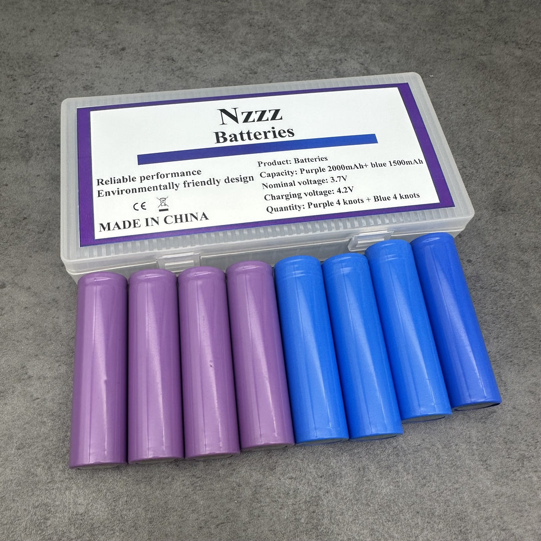 Nzzz Lithium Battery Set - Purple 2000mAh & Blue 1500mAh for Outdoor Adventures