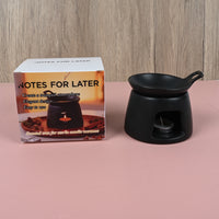 NOTES FOR LATER Black Ceramic Incense Burner Creative Scented Wax Warmer for Home & Meditation, with Matching Dish