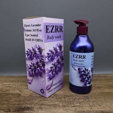 EZRR Body Wash Lavender Scented Moisturizing Shower Gel for Men and Women with Long Lasting Fragrance