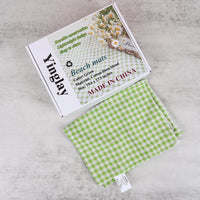 Yinglay Green Cotton-Linen Beach Mat Soft, Durable & Lightweight Picnic Blanket for Beach