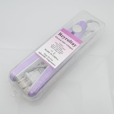 Reyroltay Purple Mini 2-in-1 Ionic Electric Hair Crimper -  Suitable for All Hair Types - Wet and Dry Use 30s Fast Heat-Up