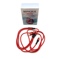 SONGIUE Data cables Red TPE One To Three Type-C Micro USB Apple Lighting Fast Charging Intelligent Shunting Data Cables