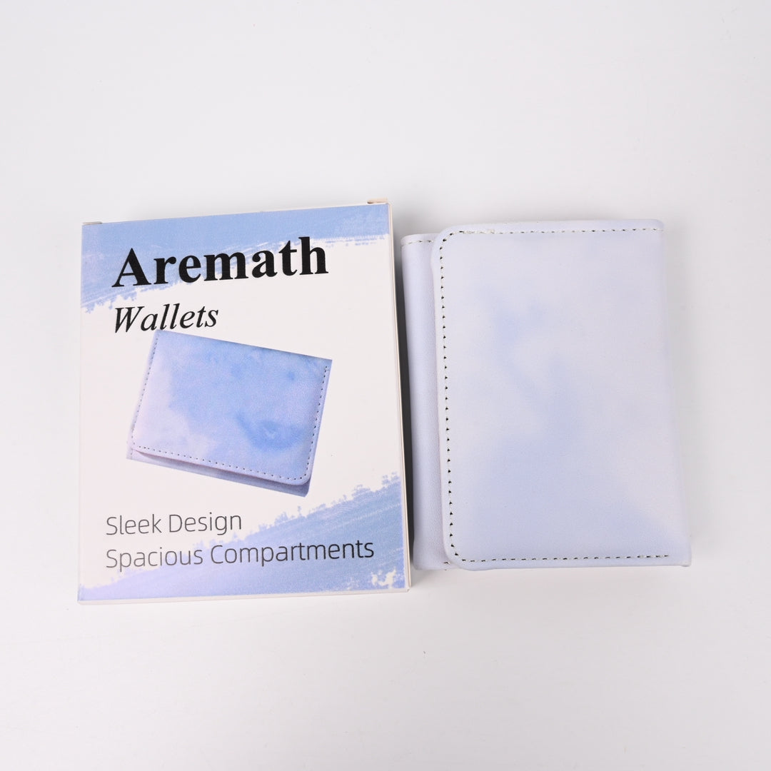 Aremath Blue Leather Wallet Slim Minimalist Wallets with Multiple Card Slots Compact and Portable Design