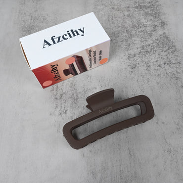 Afzcihy Deep Brown Square Hair Claw Clip Large Grip Hair Clip for Women, Secure & Stylish Updo Holder