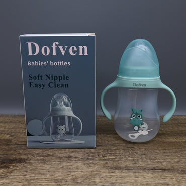 Dofven Babies Bottles Green PP Material Soft Silicone Nipple Easy Clean for Comfortable Feeding