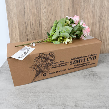 SZMTLUYH Pink Artificial Plastic Flowers Elegant Home Decor Bouquet, Realistic Looking & Low Maintenance