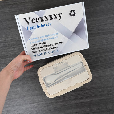 Vcexxxxy Eco-Friendly Wheat Straw Lunch Box Nordic White Leak-Proof Container for On-the-Go Meals