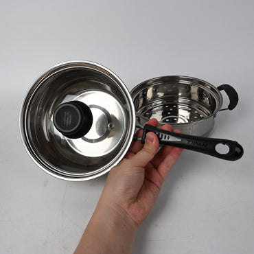 TiPAN Cooking Pots Non Electric Stainless Steel Milk Pot with Steamer 304 Steel for Boiling Steaming