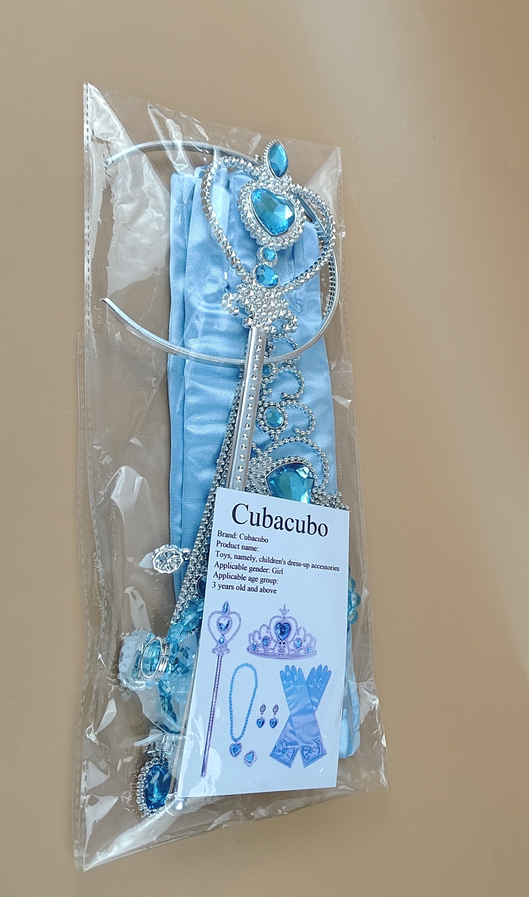 Cubacubo New dress up toys princess crown magic wand gloves hair band ice headdress hair card jewelry little girl performance crown headband headdress role play toys
