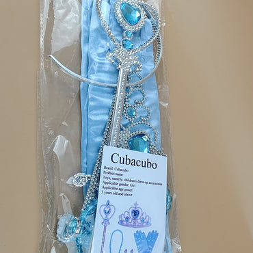 Cubacubo New dress up toys princess crown magic wand gloves hair band ice headdress hair card jewelry little girl performance crown headband headdress role play toys