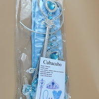 Cubacubo New dress up toys princess crown magic wand gloves hair band ice headdress hair card jewelry little girl performance crown headband headdress role play toys