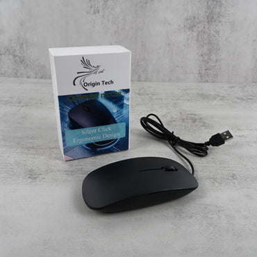 Origin Tech Computer Mouse Black Flat Style Sleek Design Comfortable Precise Navigation for Daily Use and Gaming